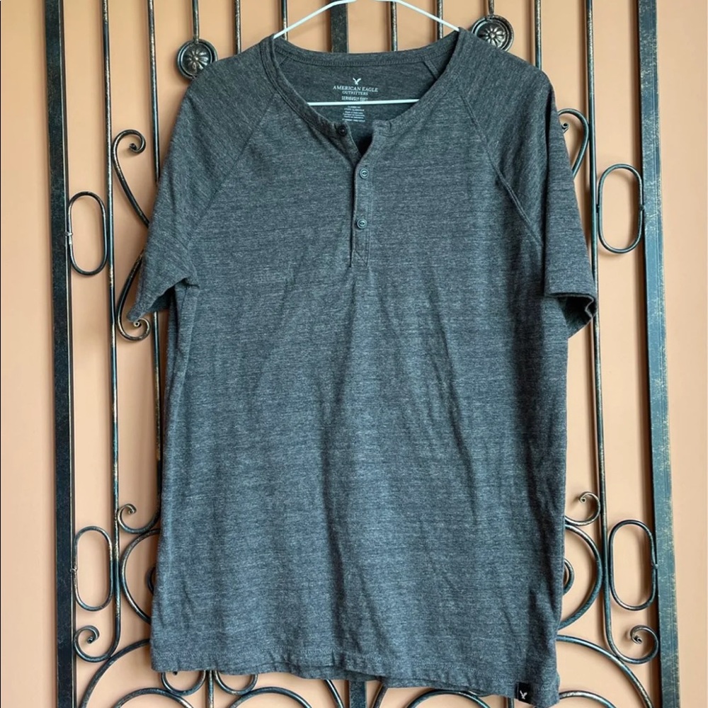 american eagle button t shirt